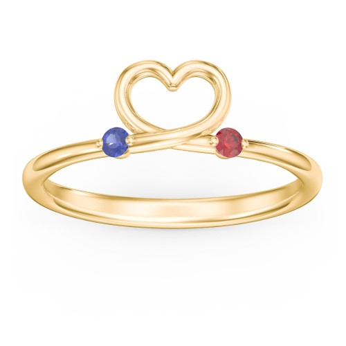 Two in Love Ring – 18K Gold Plated Silver with Blue Sapphire and Garnet
