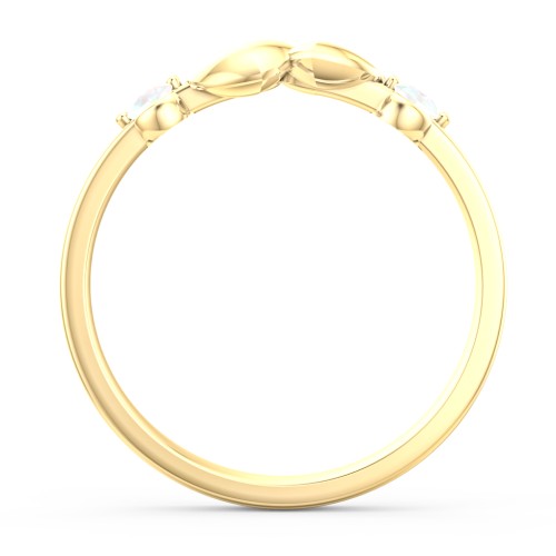 Heart-to-Heart Ring with Accent Stones – 18K Gold Plated Silver with Opal
