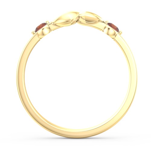 Heart-to-Heart Ring with Accent Stones – 18K Gold Plated Silver with Garnet