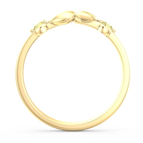 Heart-to-Heart Ring with Accent Stones – 18K Gold Plated Silver with Citrine