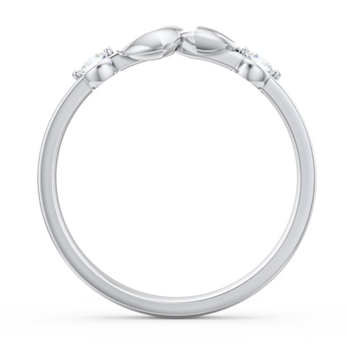 Heart-to-Heart Ring with Accent Stones – 10K White Gold with Cubic Zirconia