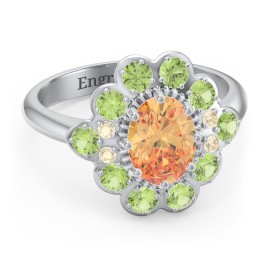 Princess in Love Ring in 925 Sterling Silver with Fancy Yellow Premium Zirconia and Peridot