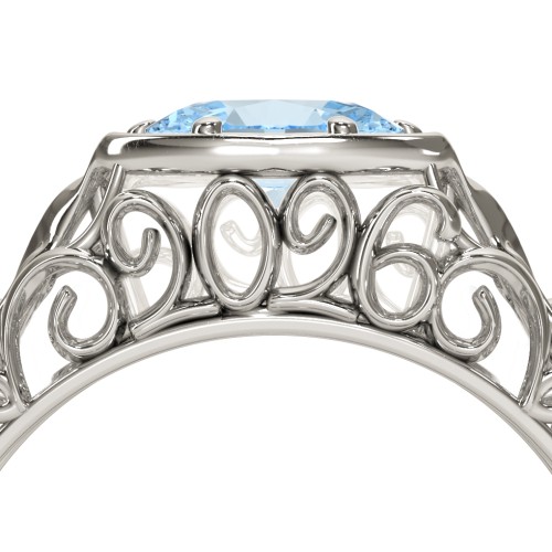 Vintage Graduation Ring – 10K White Gold with Aquamarine