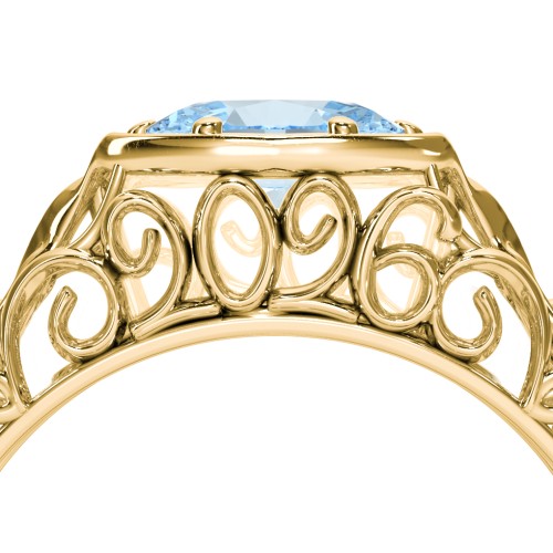 Vintage Graduation Ring – 10K Yellow Gold with Aquamarine
