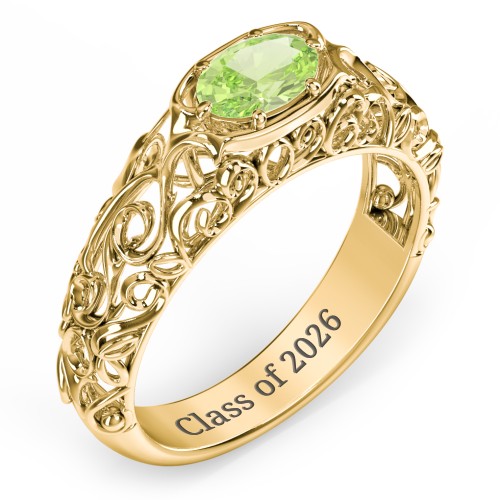 Vintage Graduation Ring – 18K Gold Plated Silver with Peridot