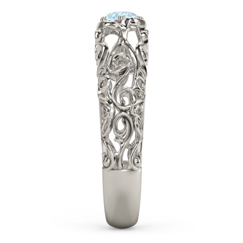 Vintage Graduation Ring – 10K White Gold with Aquamarine