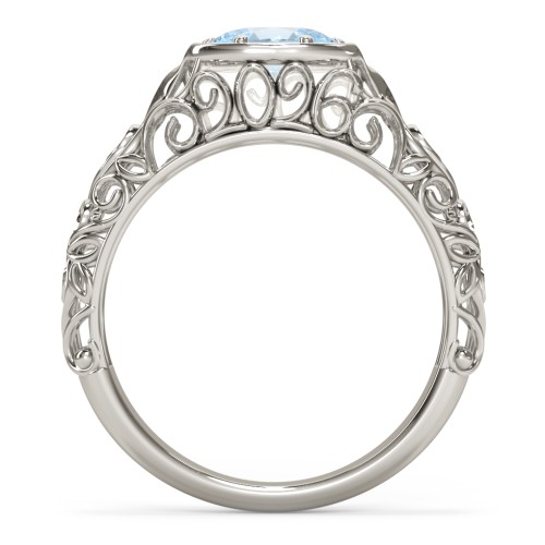 Vintage Graduation Ring – 10K White Gold with Aquamarine