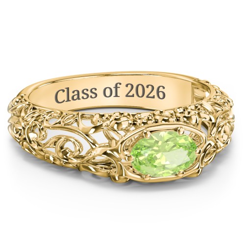 Vintage Graduation Ring – 18K Gold Plated Silver with Peridot