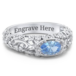 Vintage Graduation Ring in 925 Sterling Silver with Blue Topaz and Emerald