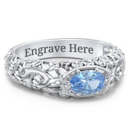 Vintage Graduation Ring in 925 Sterling Silver with Blue Topaz