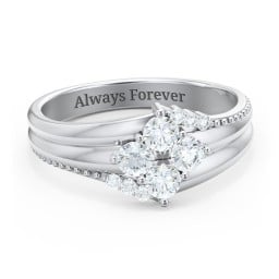 Engravable Triple Band Gemstone
Ring with Accents