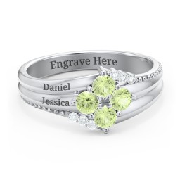Engravable Triple Band Gemstone
Ring with Accents