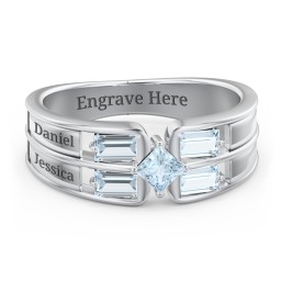 Surrounded by Love Mother's Ring in 925 Sterling Silver with Aquamarine