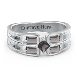 Surrounded by Love Mother's Ring in 925 Sterling Silver with Smokey Quartz