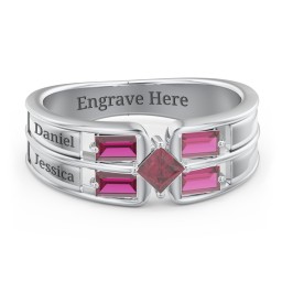 Surrounded by Love Mother's Ring in 925 Sterling Silver with Ruby
