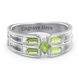 Surrounded by Love Mother's Ring in 925 Sterling Silver with Peridot