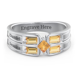 Surrounded by Love Mother's Ring in 925 Sterling Silver with Citrine