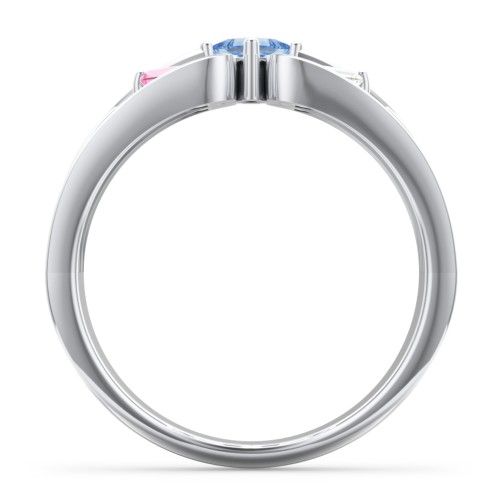 Surrounded by Love Mother's Ring – Sterling Silver with Cubic Zirconia, Pink Tourmaline, and Blue Topaz