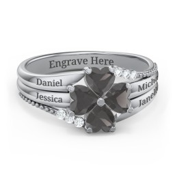 A Mother's Love and Luck Ring in 925 Sterling Silver with Smokey Quartz and White Premium Zirconia