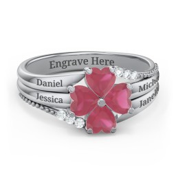A Mother's Love and Luck Ring in 925 Sterling Silver with Ruby and White Premium Zirconia