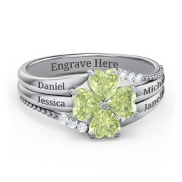 A Mother's Love and Luck Ring in 925 Sterling Silver with Peridot and White Premium Zirconia