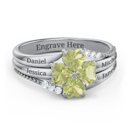 A Mother's Love and Luck Ring in 925 Sterling Silver with Peridot and White Premium Zirconia