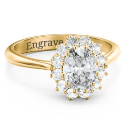 The Lady's Legacy Ring in 10K Solid Yellow Gold with White Premium Zirconia and Cubic Zirconia