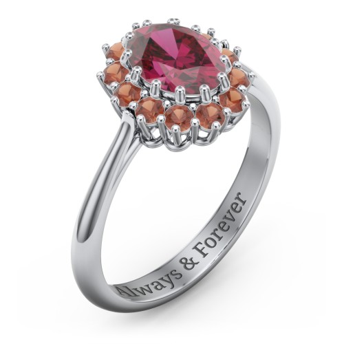 The Lady's Legacy Ring – Sterling Silver with Red Premium Zirconia and Garnet