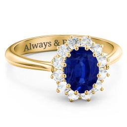 The Lady's Legacy Ring in 10K Solid Yellow Gold with Blue Sapphire and Cubic Zirconia
