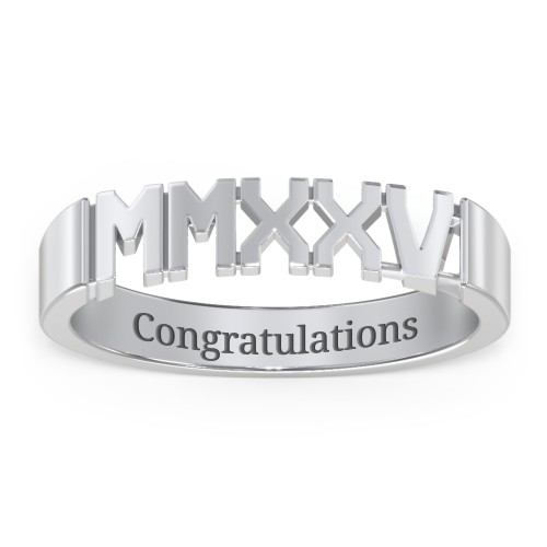 Roman Numeral Graduation Ring – Sterling Silver