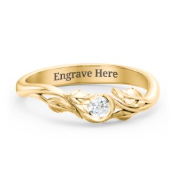 Solitaire Leaf Band Ring