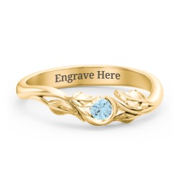 Solitaire Leaf Band Ring