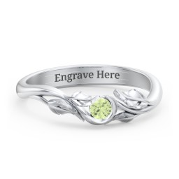 Solitaire Leaf Band Ring