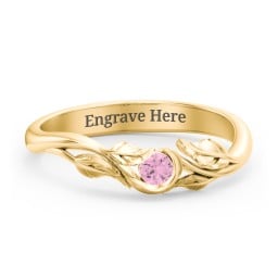 Solitaire Leaf Band Ring