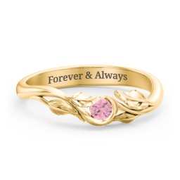 Solitaire Leaf Band Ring