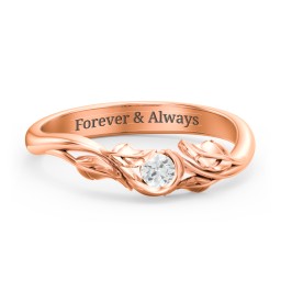 Solitaire Leaf Band Ring