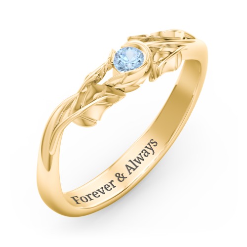 Solitaire Leaf Band Ring