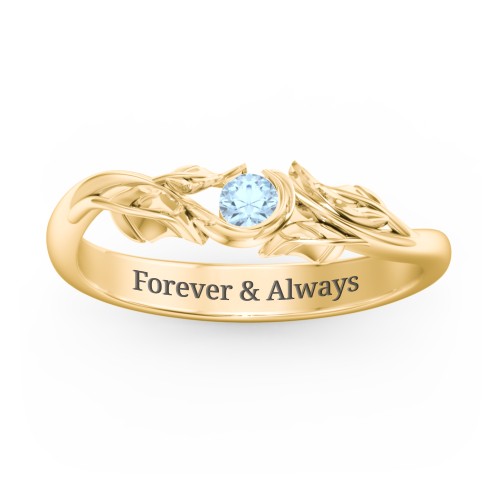 Solitaire Leaf Band Ring