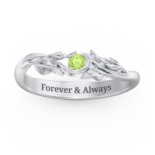 Solitaire Leaf Band Ring