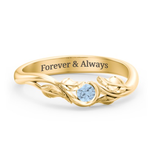 Solitaire Leaf Band Ring