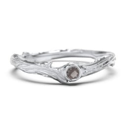 Organic Twig Textured Band with Gemstone