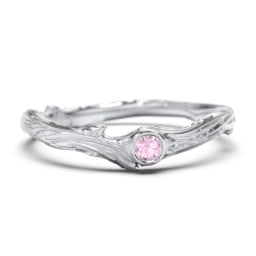 Organic Twig Textured Band with Gemstone