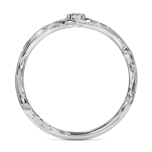 Organic Twig Textured Band with Gemstone – Sterling Silver with Peridot