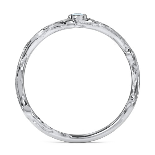 Organic Twig Textured Band with Gemstone – Sterling Silver with Blue Topaz