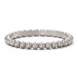 Stackable Beaded Ball Ring in 10K Solid White Gold