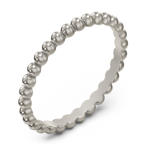 Stackable Beaded Ball Ring – 10K White Gold