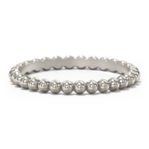 Stackable Beaded Ball Ring – 10K White Gold
