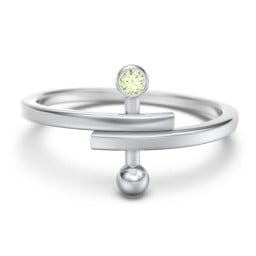 Bypass Barbell Ring with Gemstone