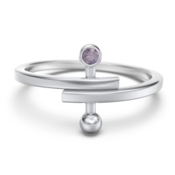 Bypass Barbell Ring with Gemstone in 925 Sterling Silver with Alexandrite
