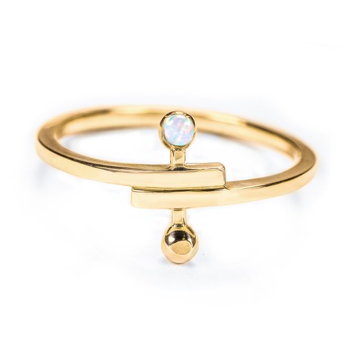 Bypass Barbell Ring with Gemstone